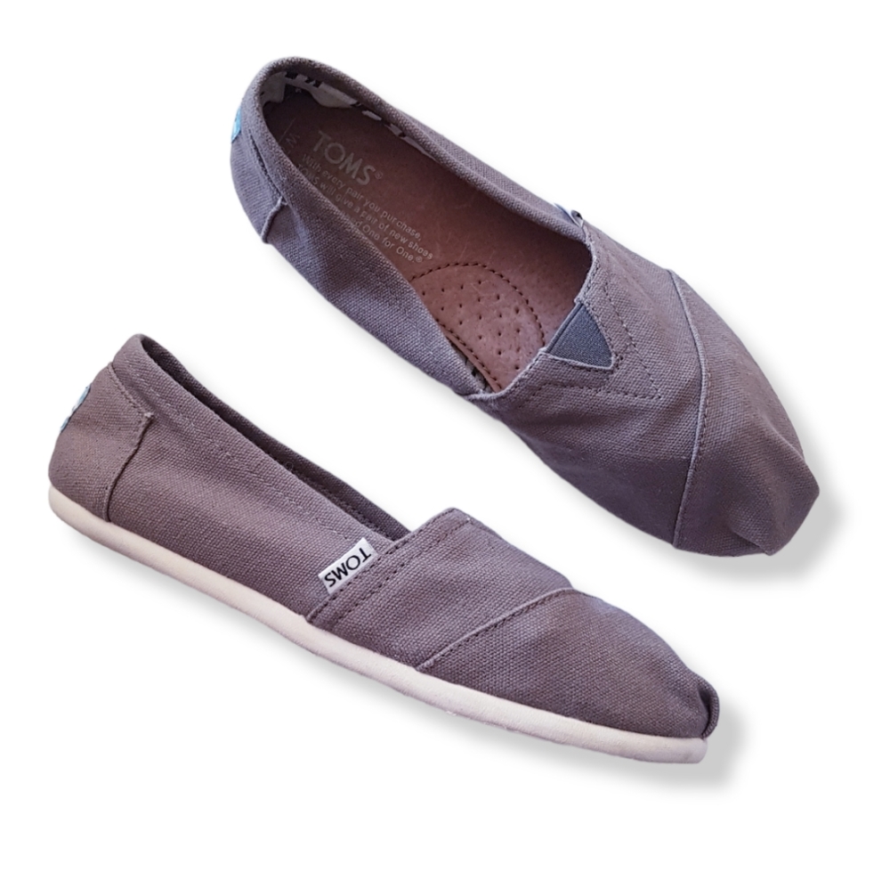 TOMS Gray Canvas Slip-On Low Tops